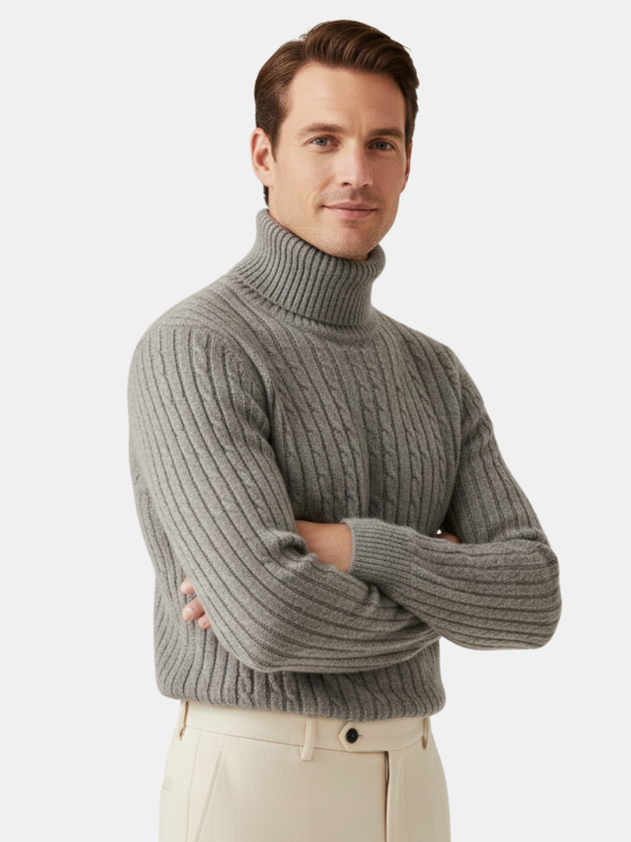 Cashmere Cable-Knit Turtleneck Sweater