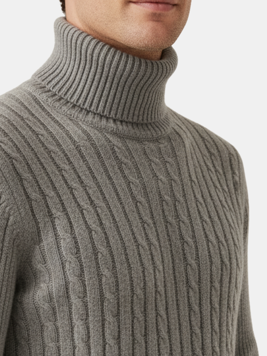 Cashmere Cable-Knit Turtleneck Sweater