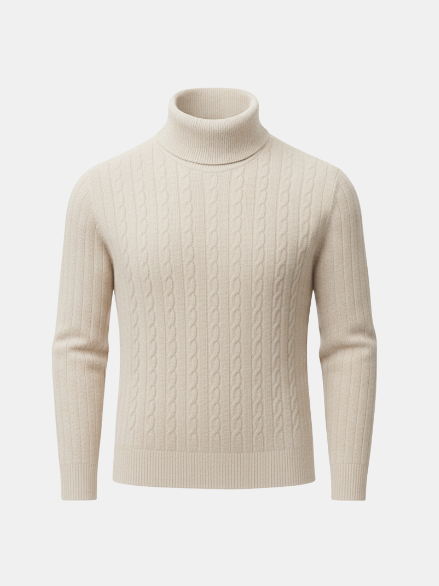 Cashmere Cable-Knit Turtleneck Sweater