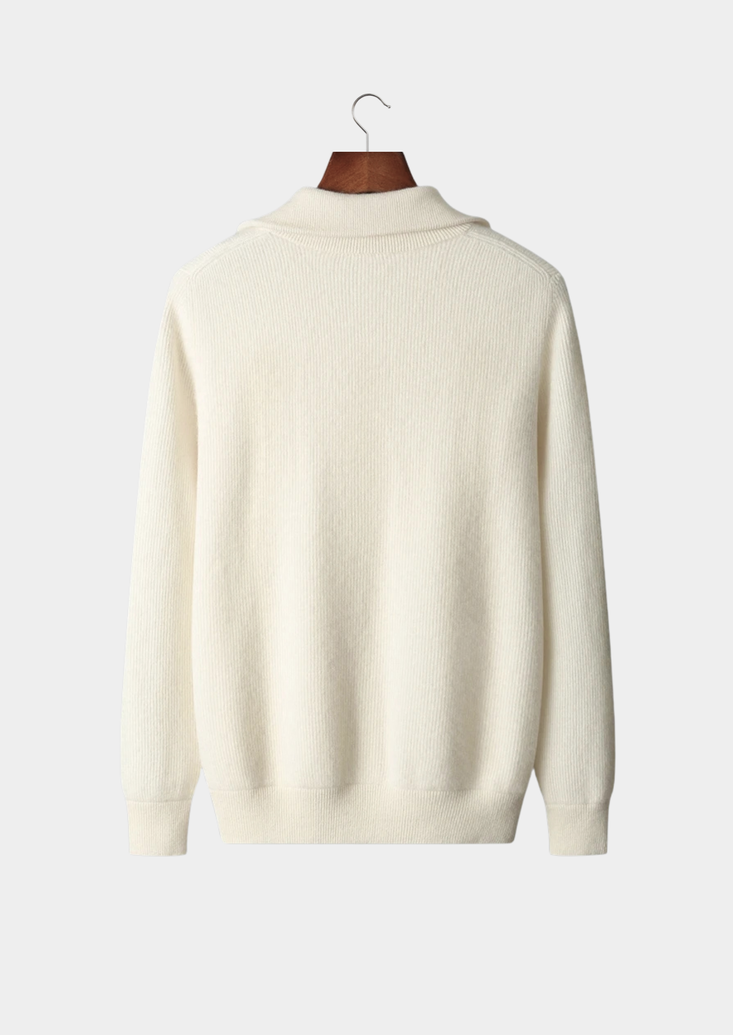 WOOL RIBBED ZIPPER CARDIGAN