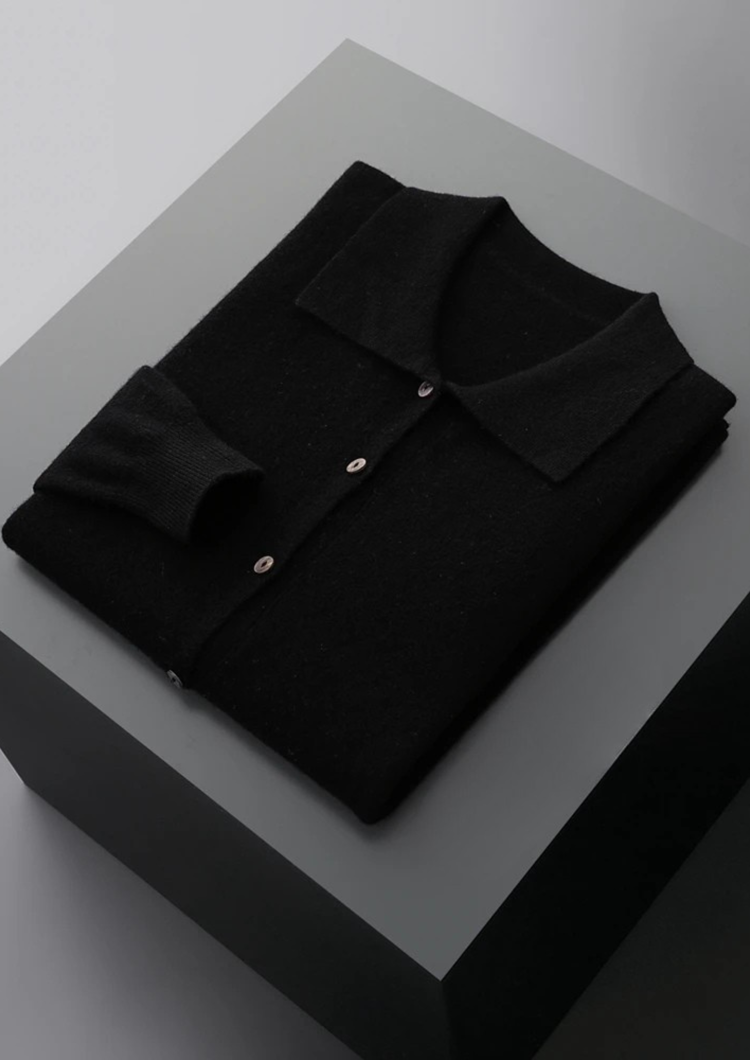 100% CASHMERE POLO CARDIGAN