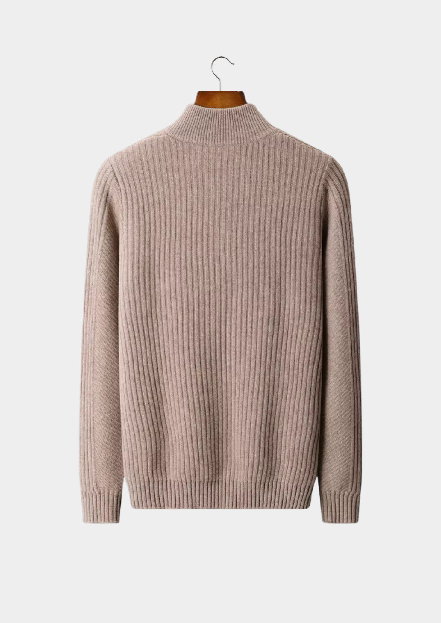 WOOL RIBBED HENLEY SWEATER