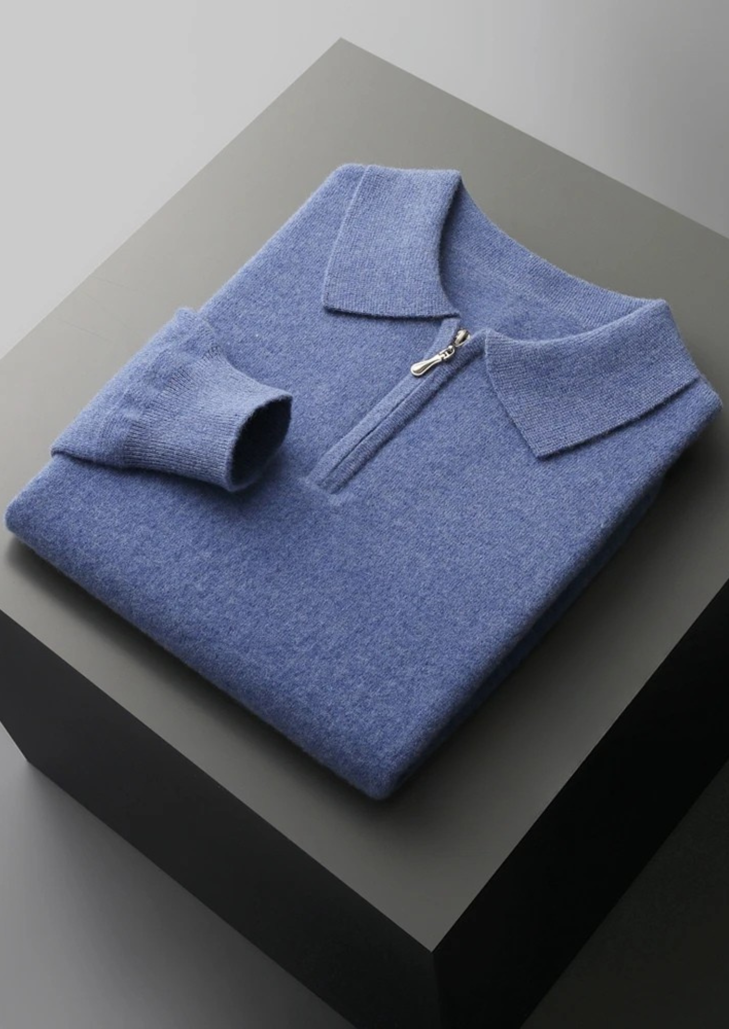 WOOL HALF ZIP POLO