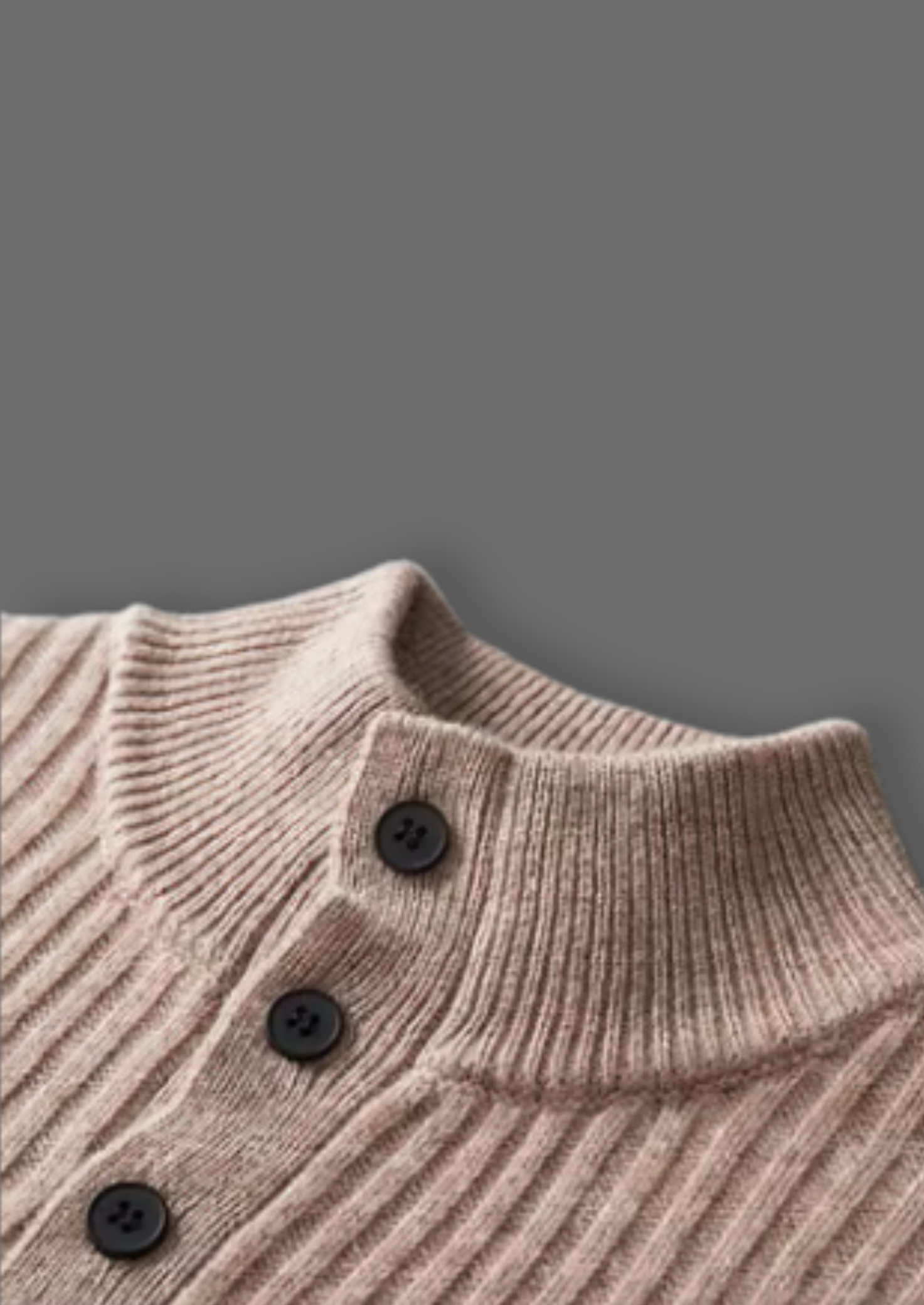 WOOL RIBBED HENLEY SWEATER