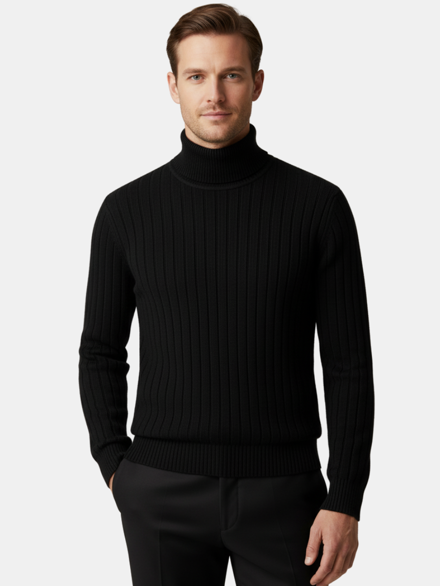 100% Wool Striped Turtleneck
