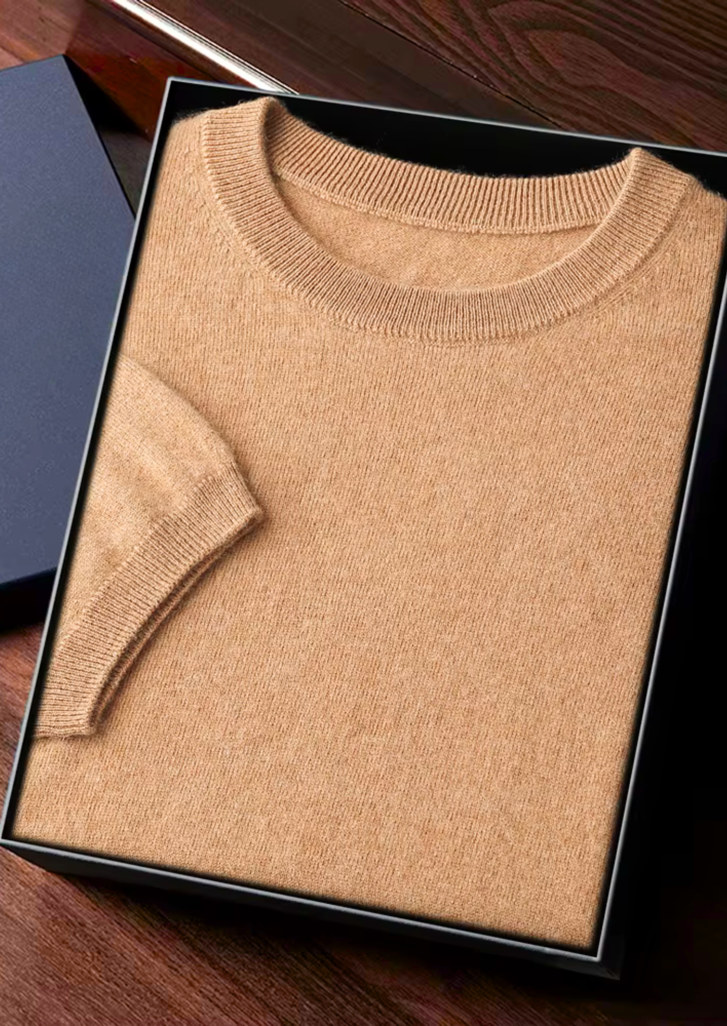 100% CASHMERE CLASSIC CREWNECK T-SHIRT