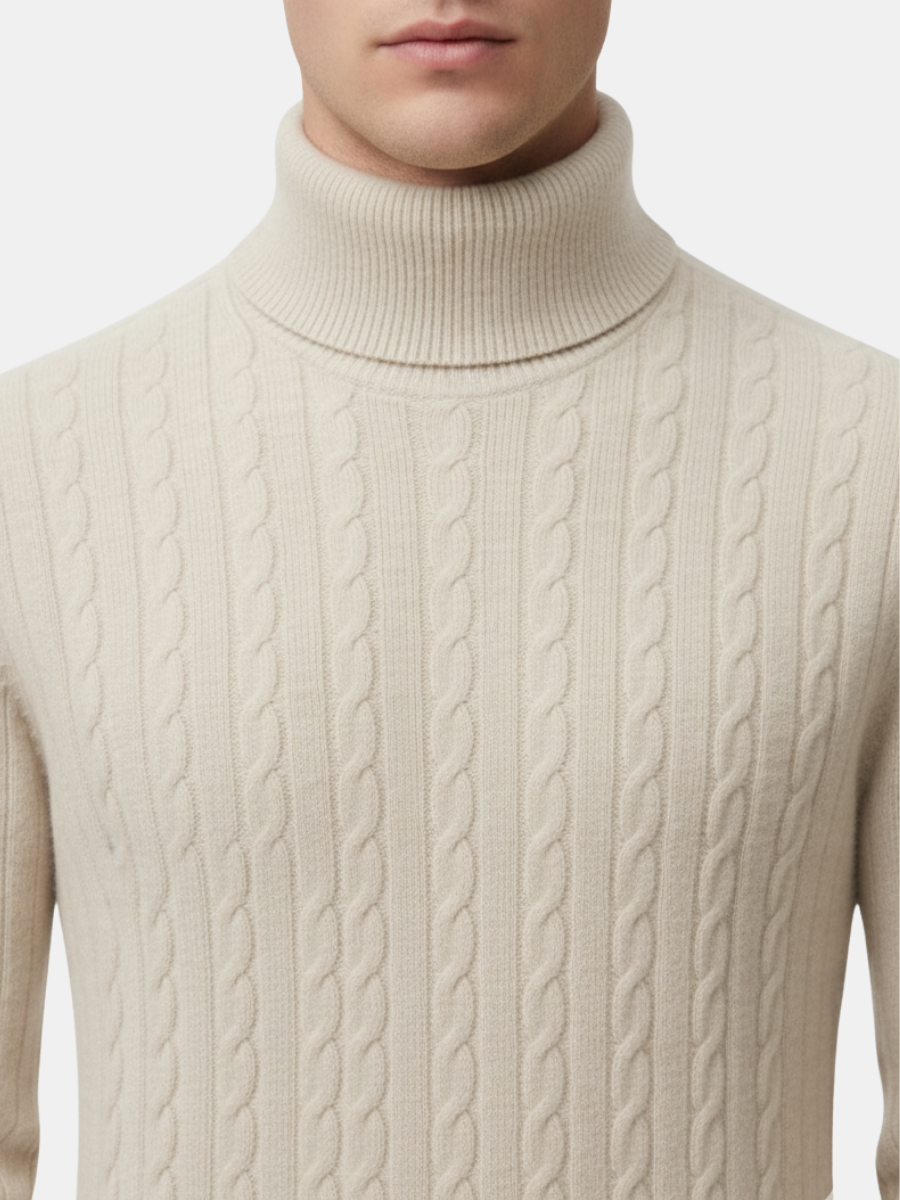 Cashmere Cable-Knit Turtleneck Sweater