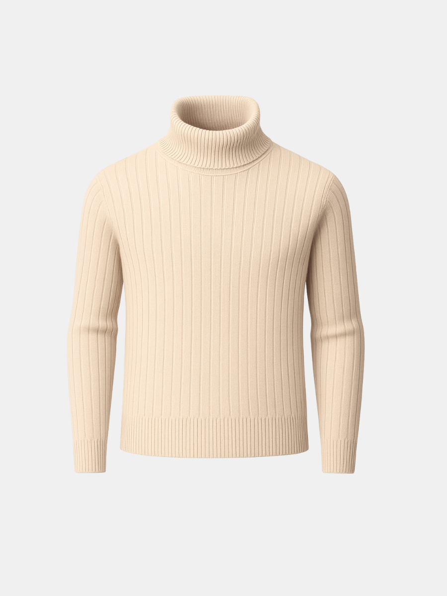 100% Wool Striped Turtleneck
