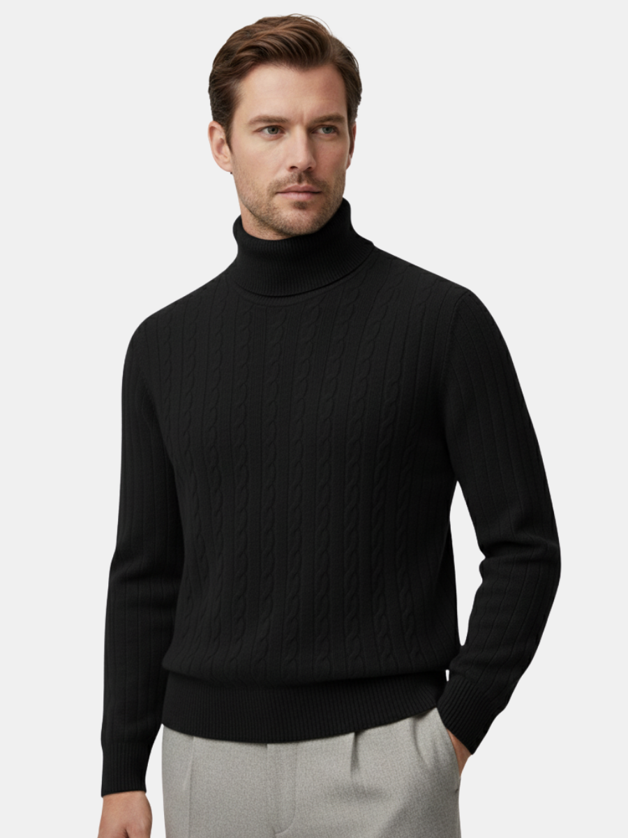 Cashmere Cable-Knit Turtleneck Sweater