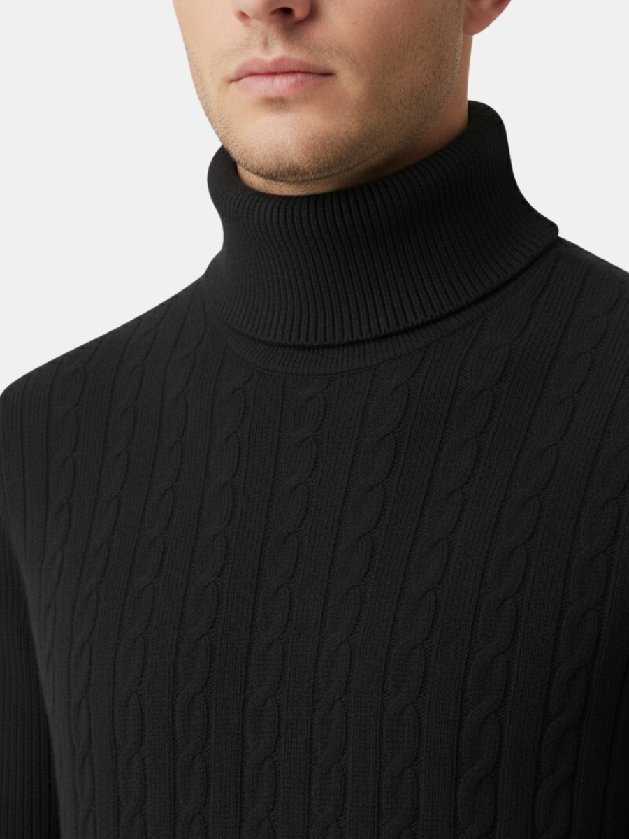 Cashmere Cable-Knit Turtleneck Sweater