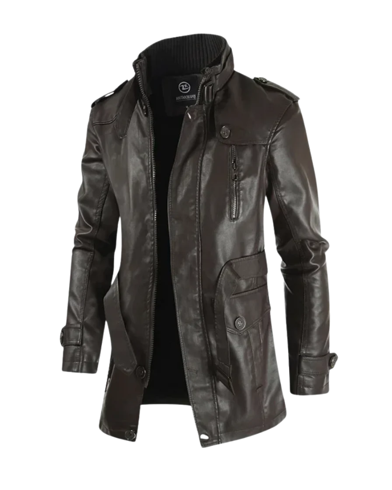 Elegant Long Leather Biker Jacket