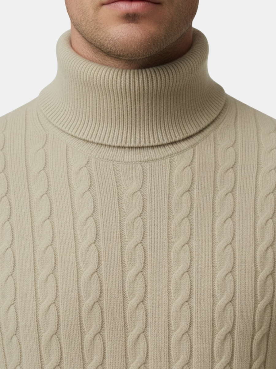 Cashmere Cable-Knit Turtleneck Sweater