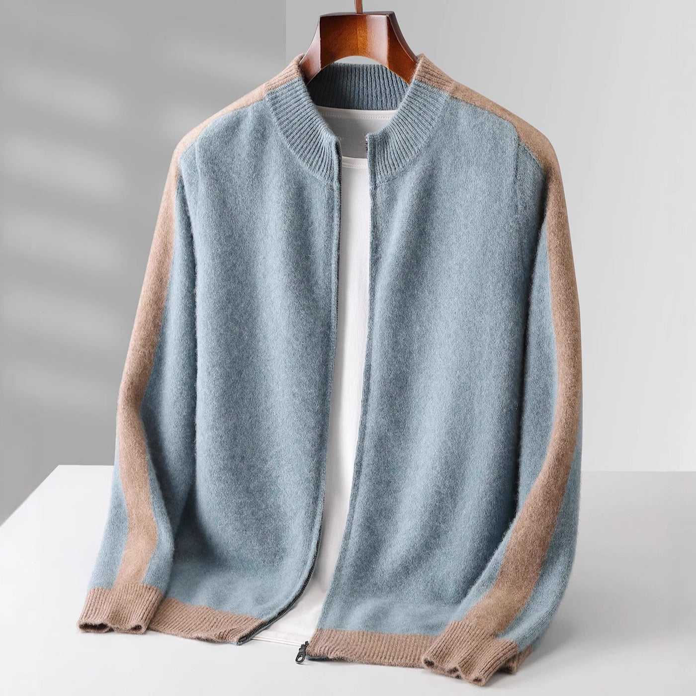 Cashmere Two-Tone Zip Jacket