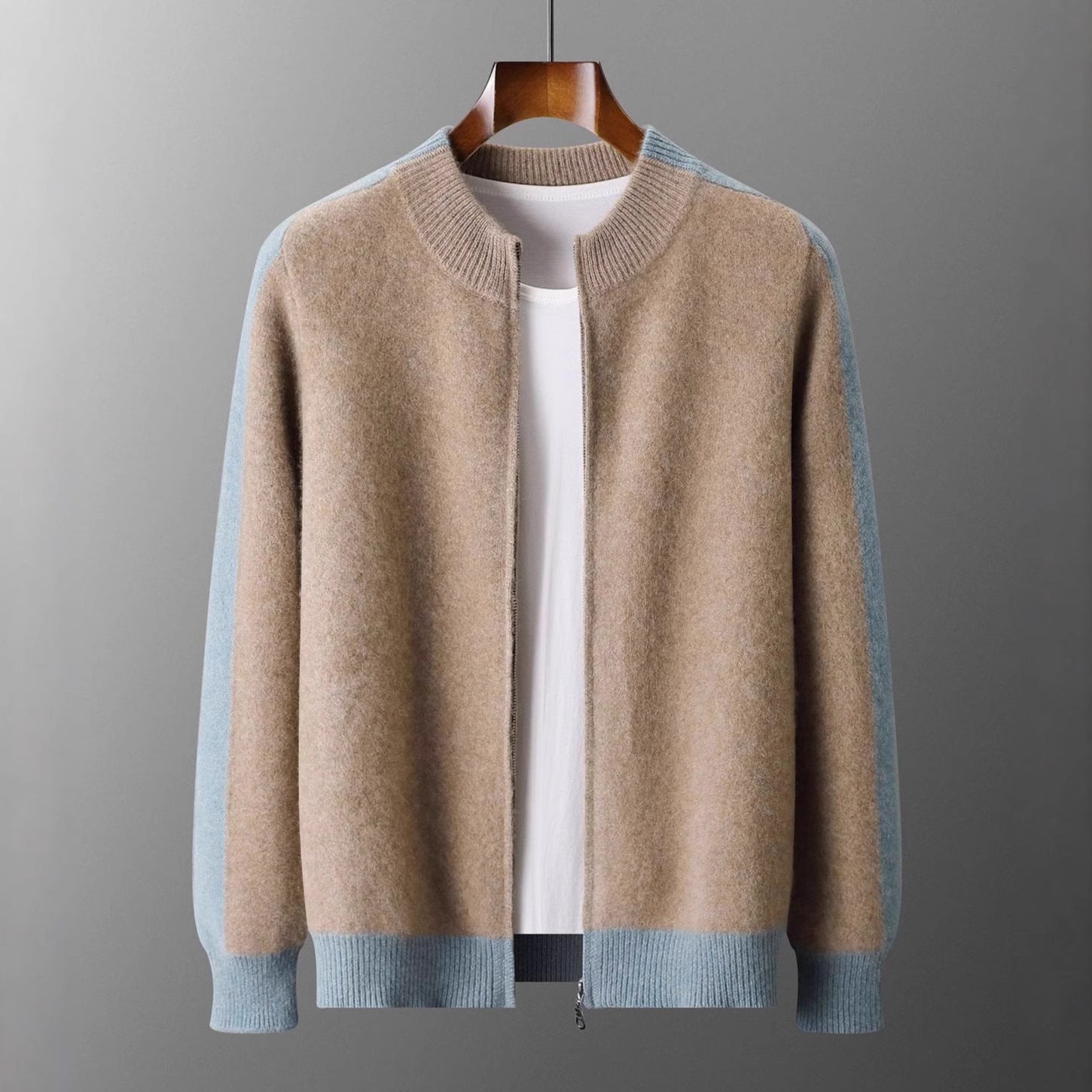 Cashmere Two-Tone Zip Jacket