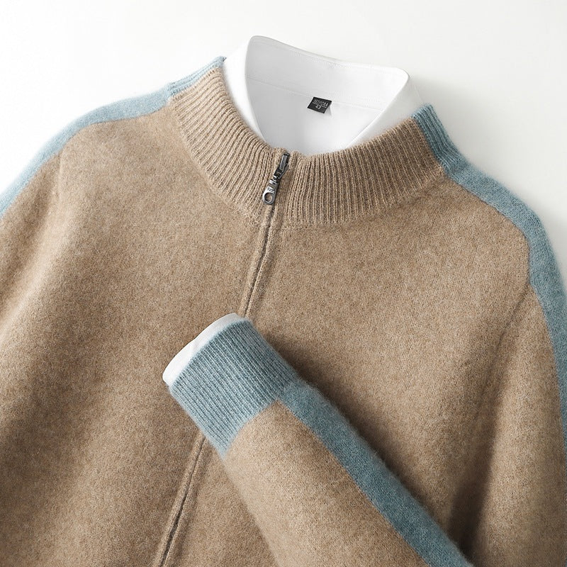 Cashmere Two-Tone Zip Jacket