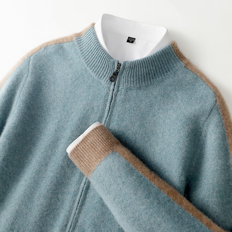 Cashmere Two-Tone Zip Jacket