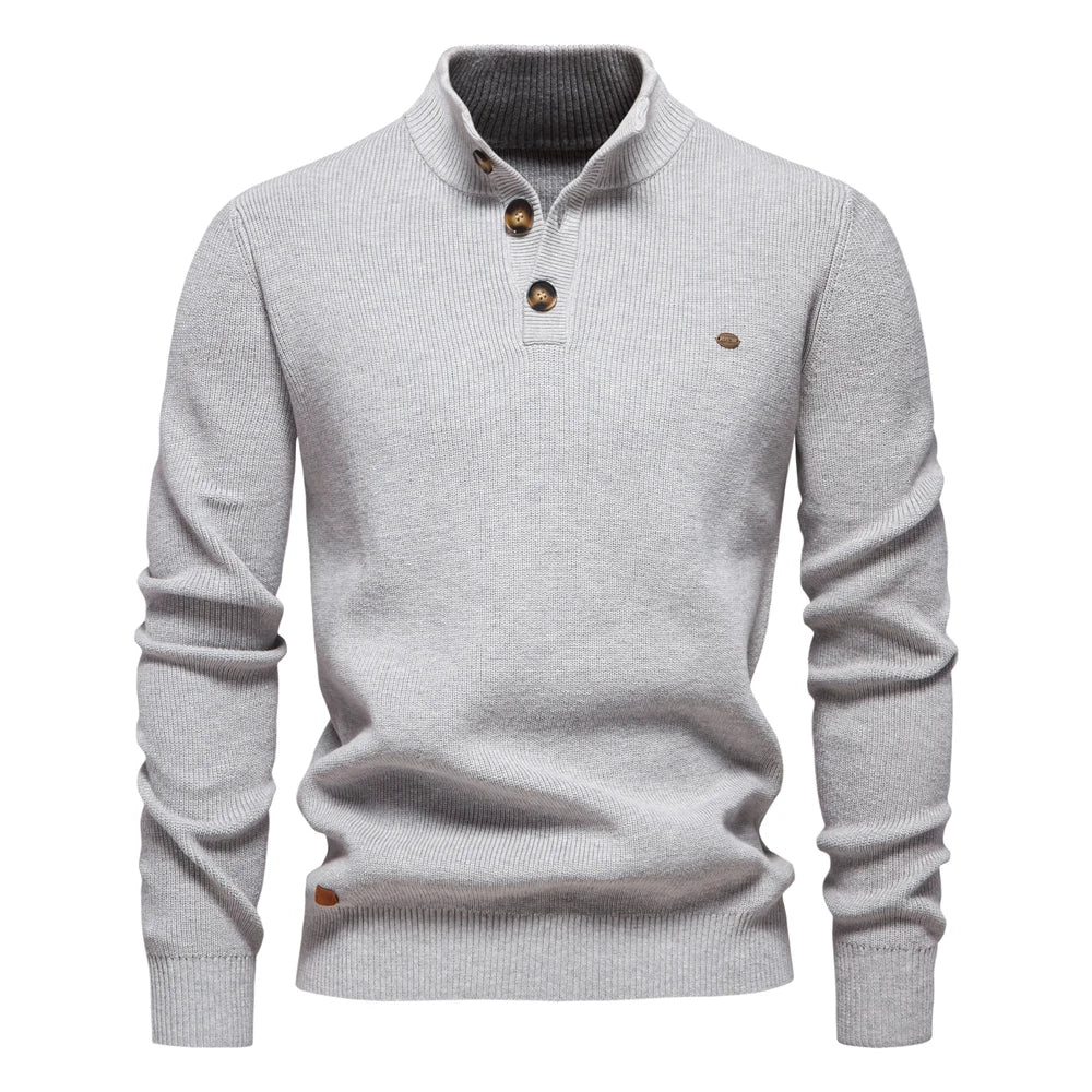 Men's Sweater with Button Design