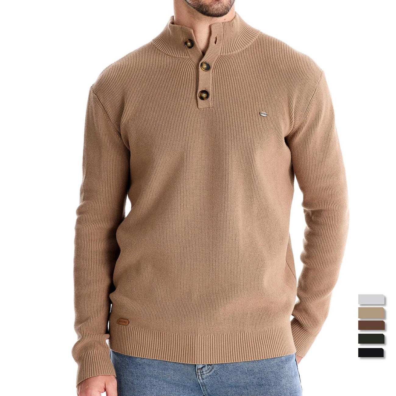 Men's Sweater with Button Design