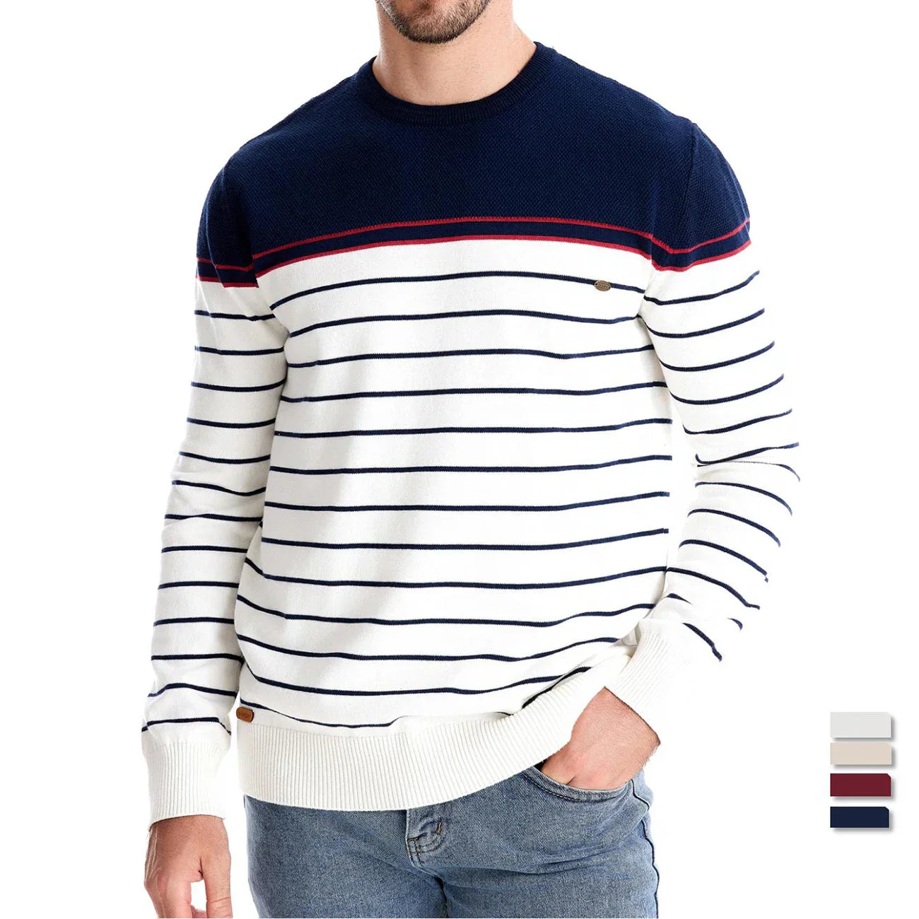Men's Sweater with Striped Pattern