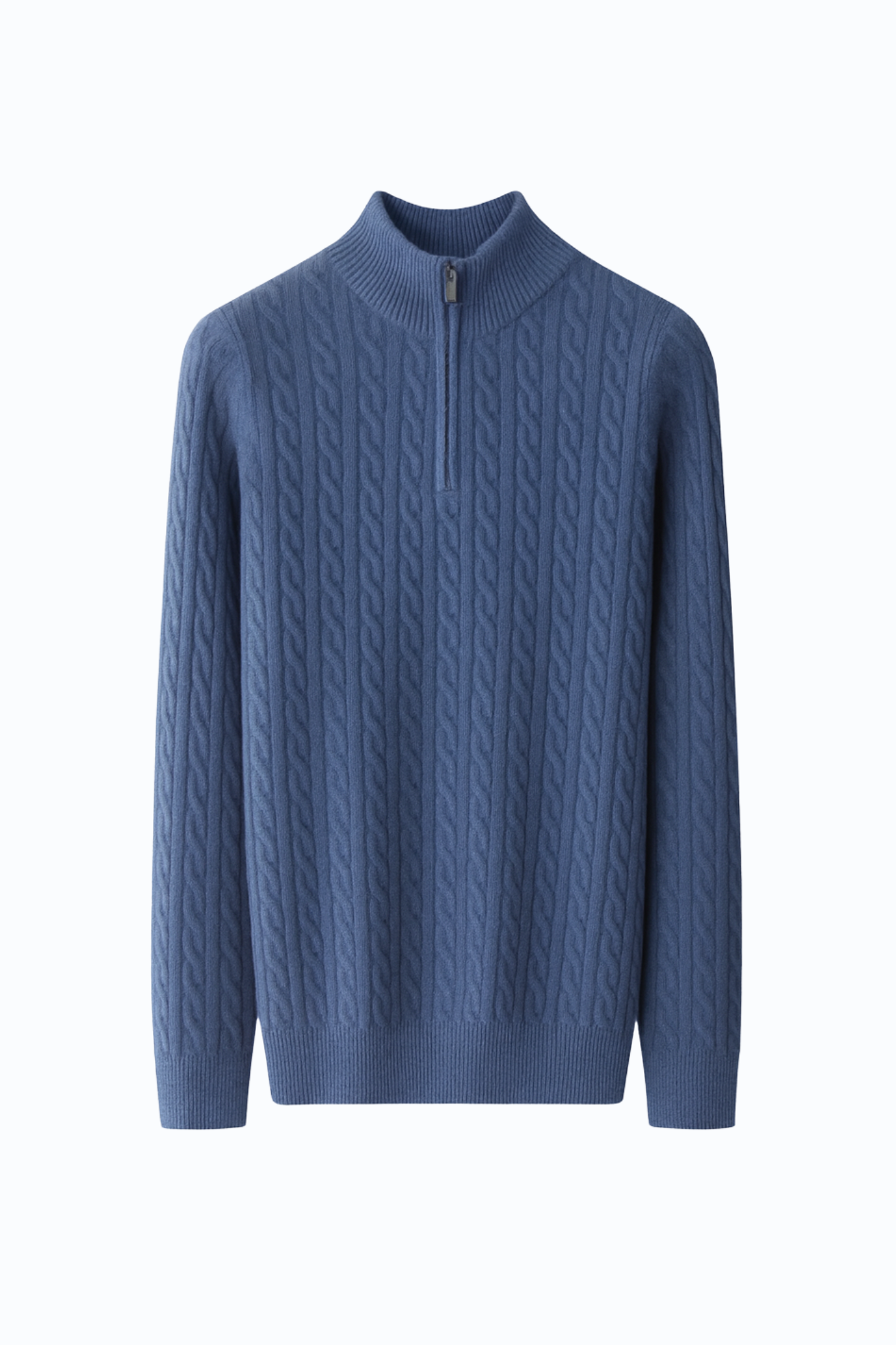 100% CASHMERE WOVEN HALF ZIP