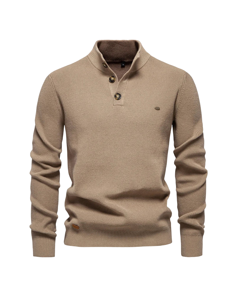 Men's Sweater with Button Design