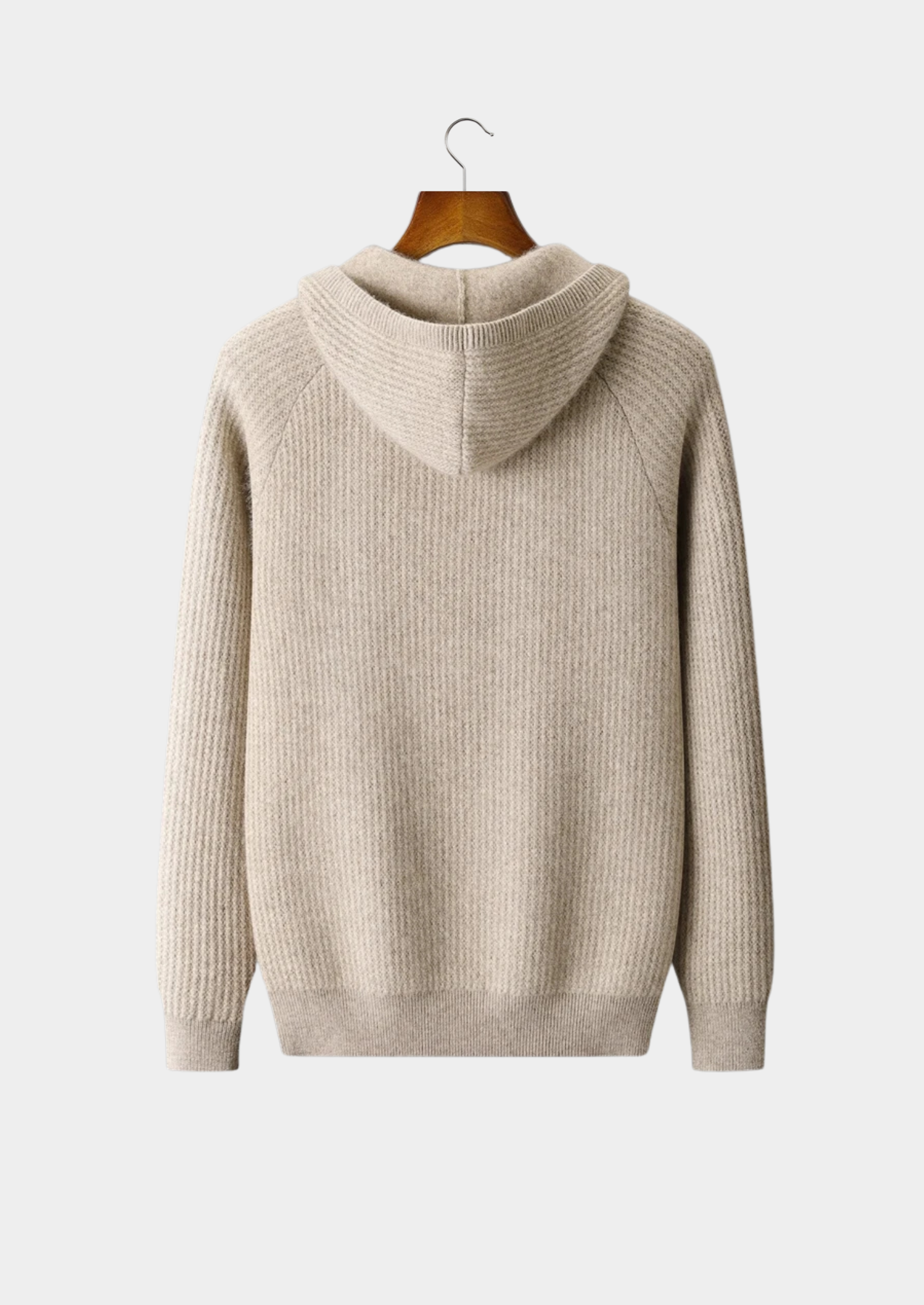 WOOL RIBBED ZIPPER HOODIE
