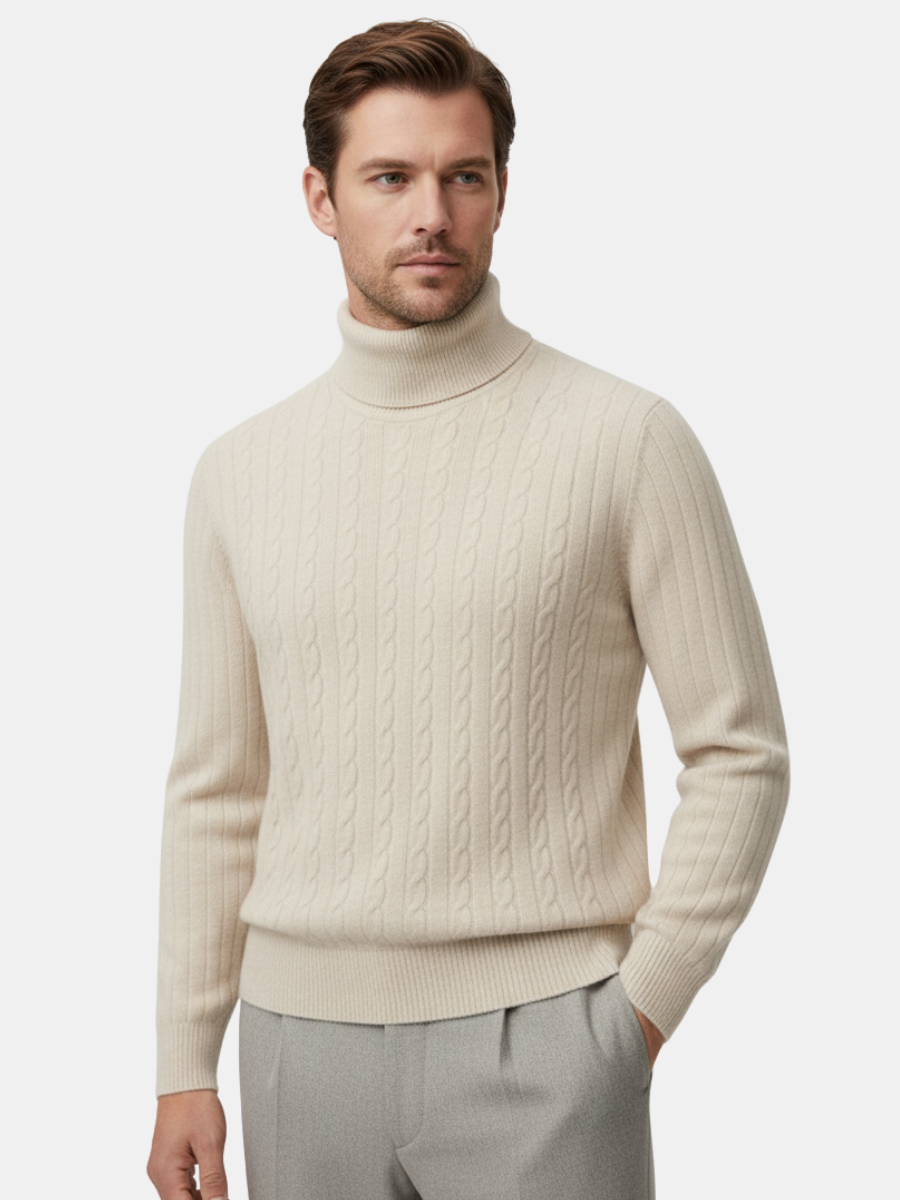 Cashmere Cable-Knit Turtleneck Sweater
