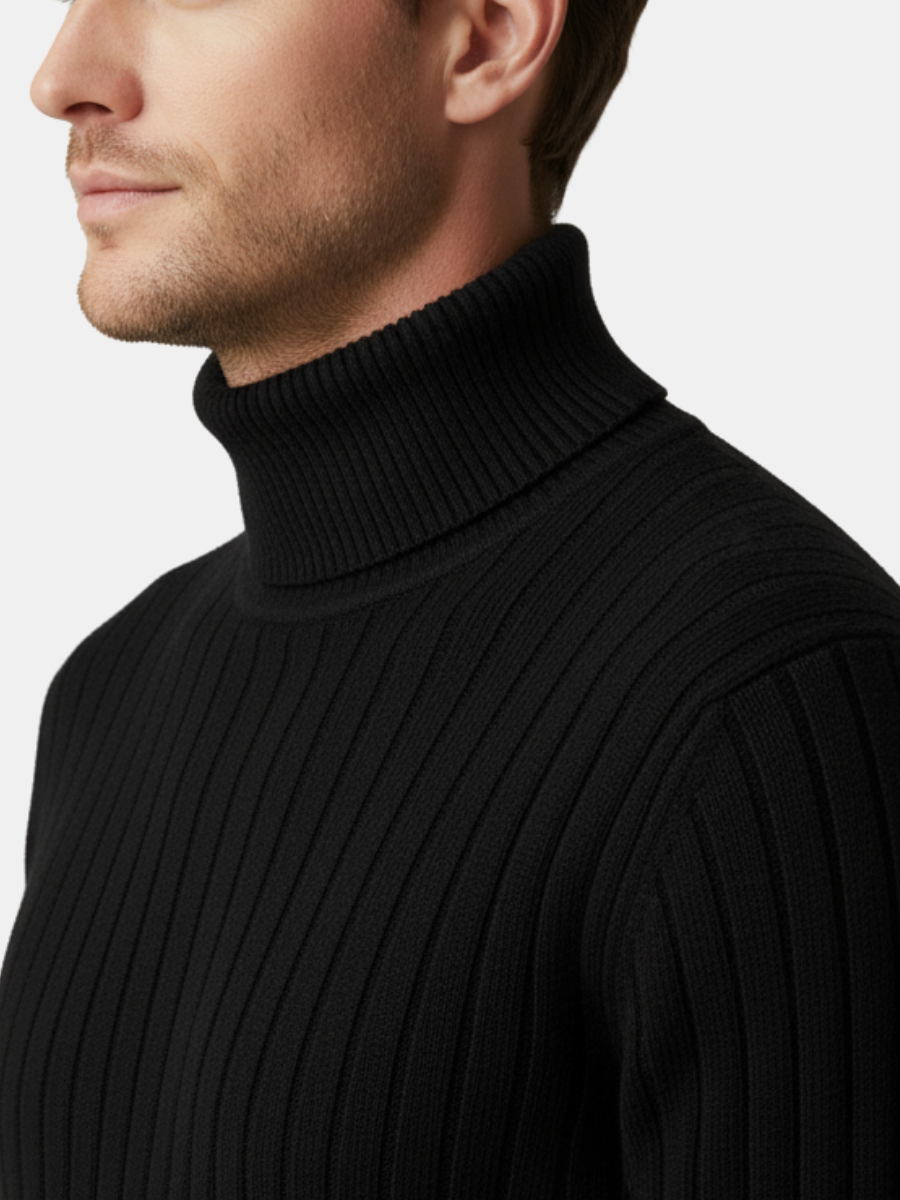 100% Wool Striped Turtleneck