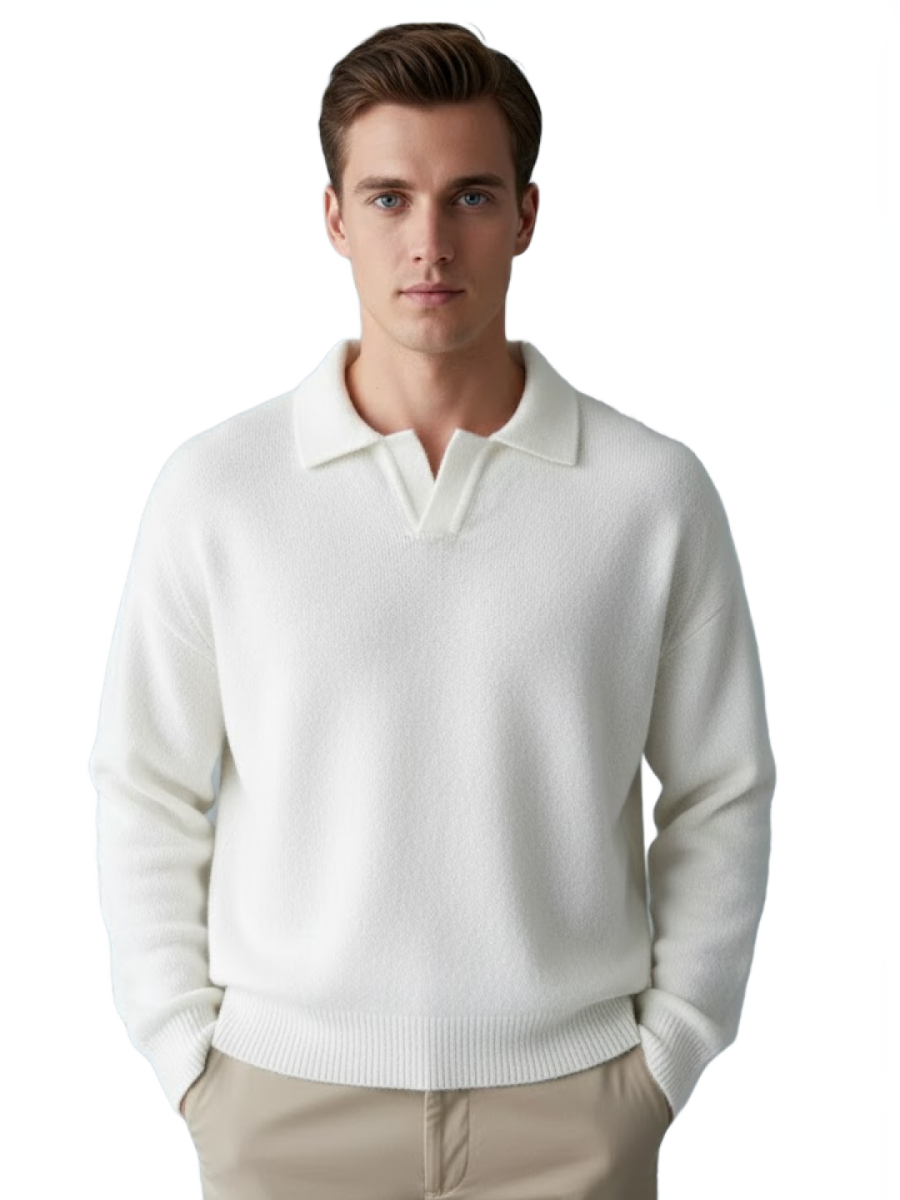 The Textured Polo Sweater