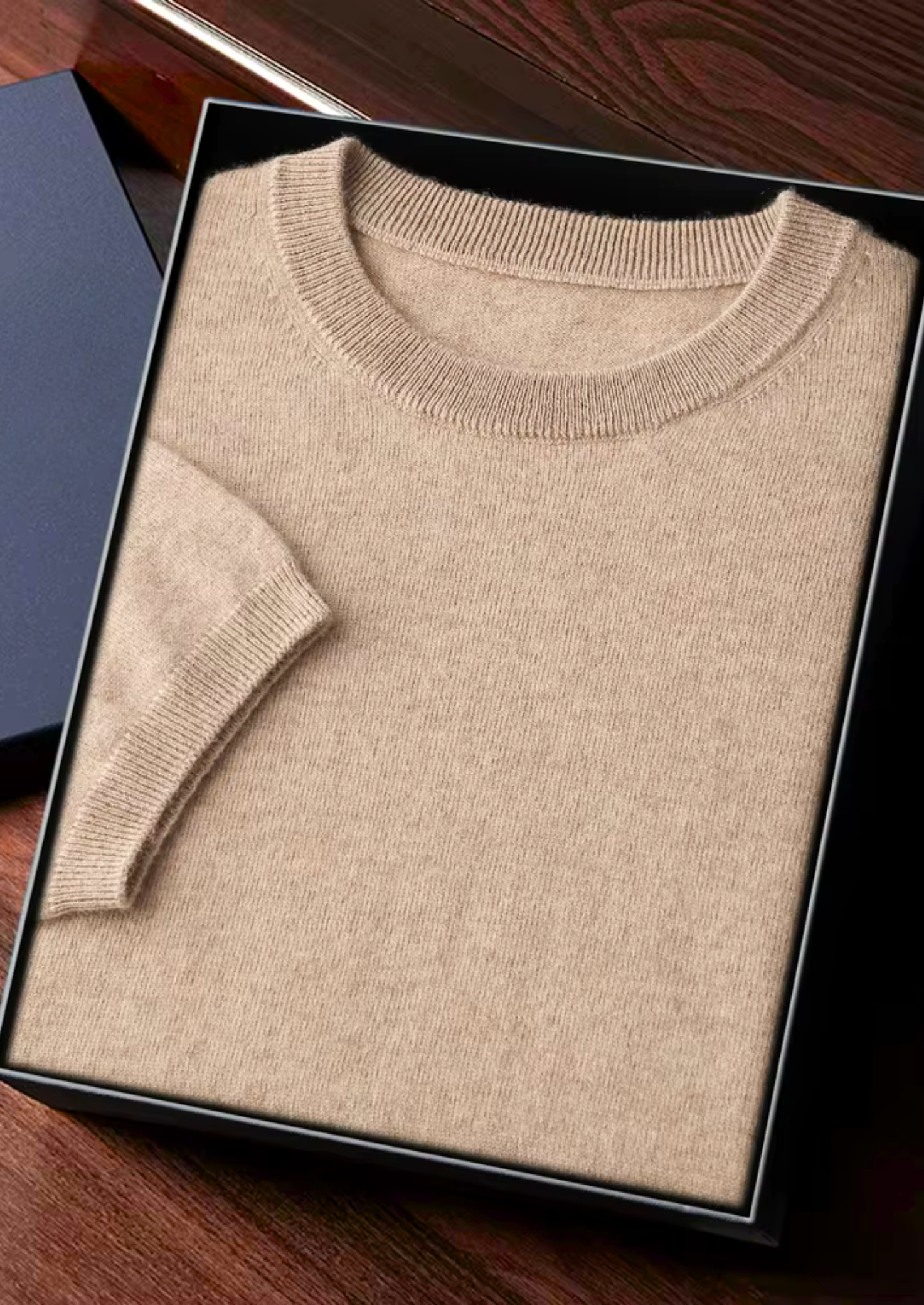 100% CASHMERE CLASSIC CREWNECK T-SHIRT