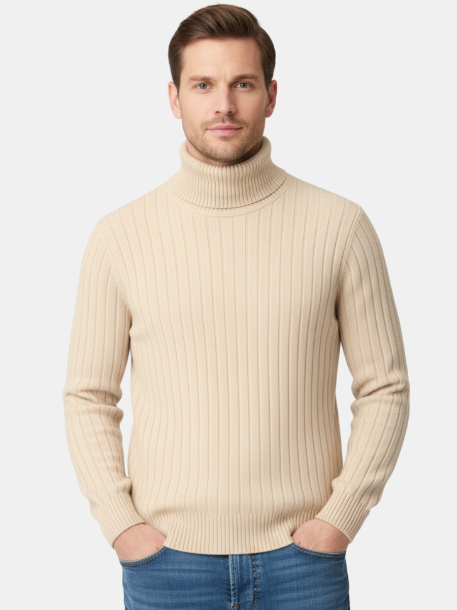 100% Wool Striped Turtleneck
