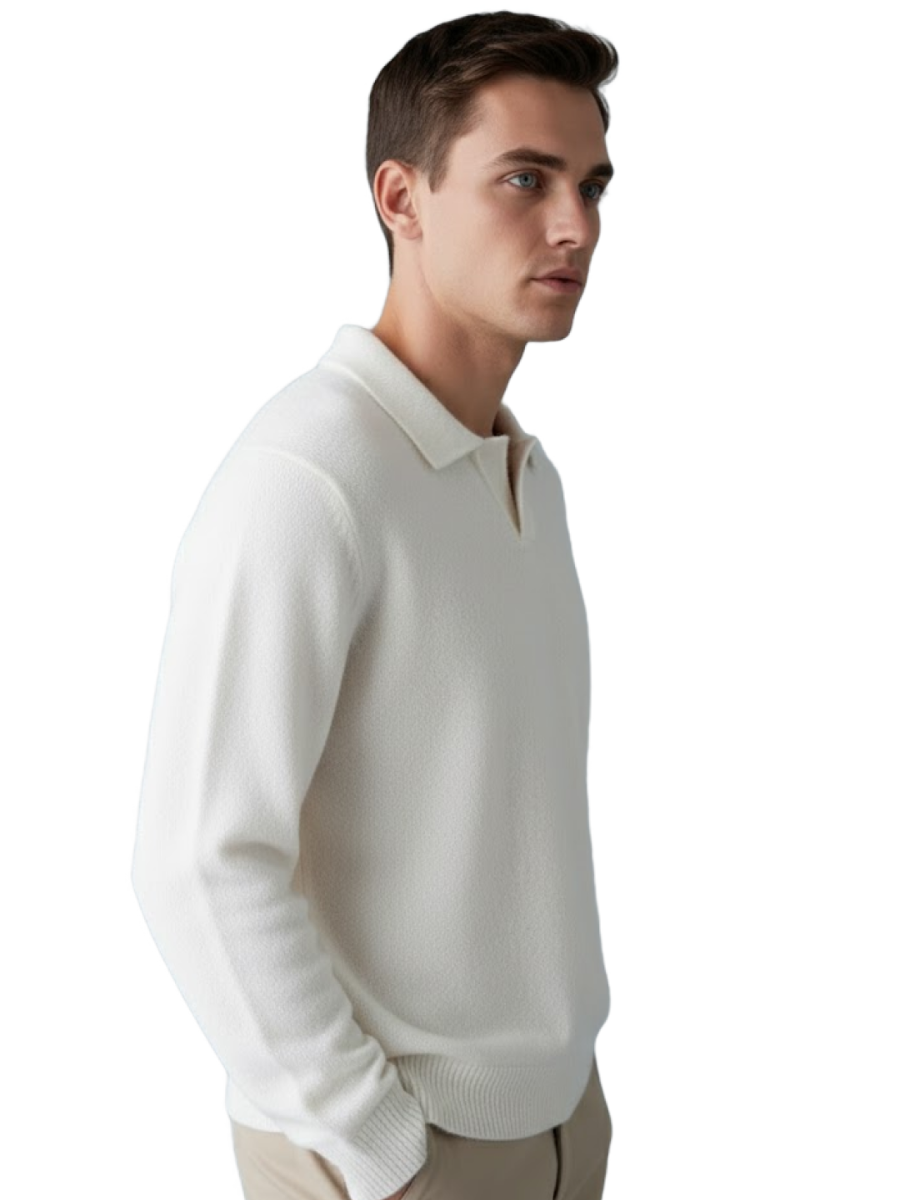 The Textured Polo Sweater