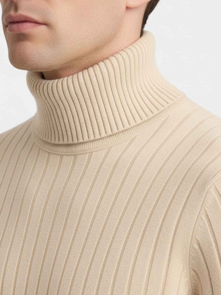 100% Wool Striped Turtleneck