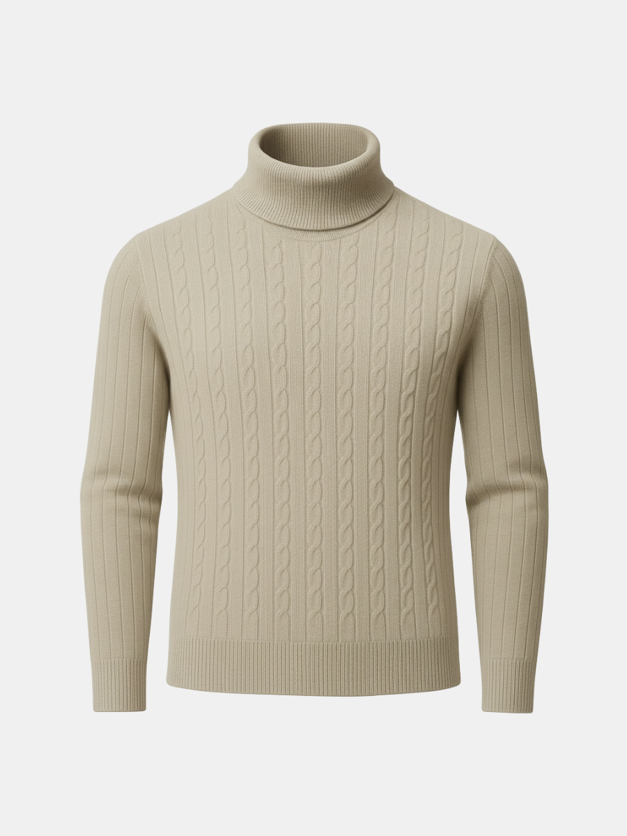 Cashmere Cable-Knit Turtleneck Sweater