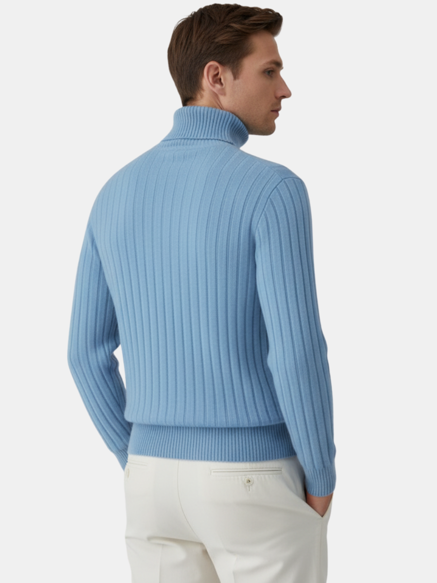 100% Wool Striped Turtleneck