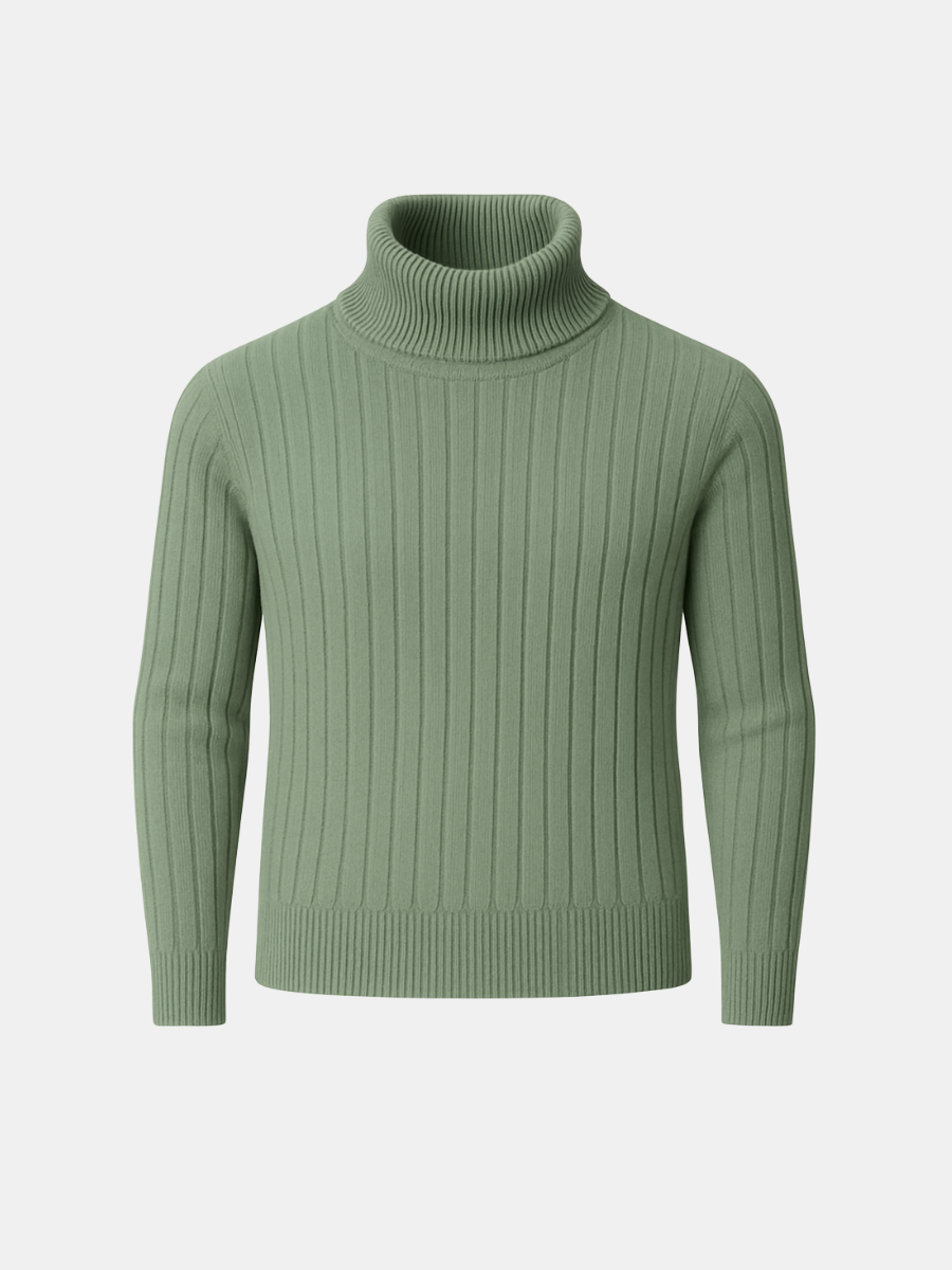 100% Wool Striped Turtleneck