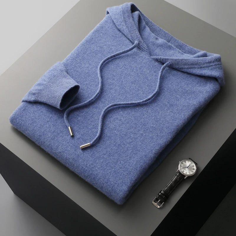 100% MERINO WOOL HOODED SWEATER
