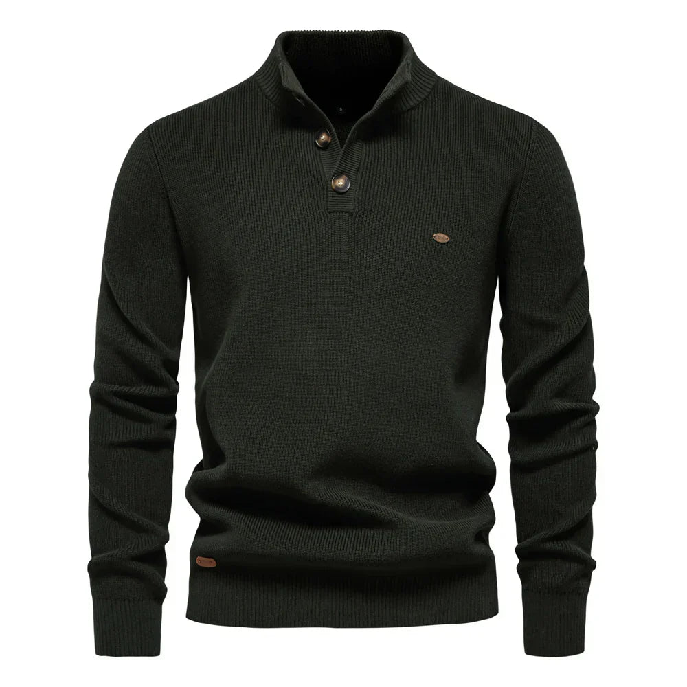 Men's Sweater with Button Design
