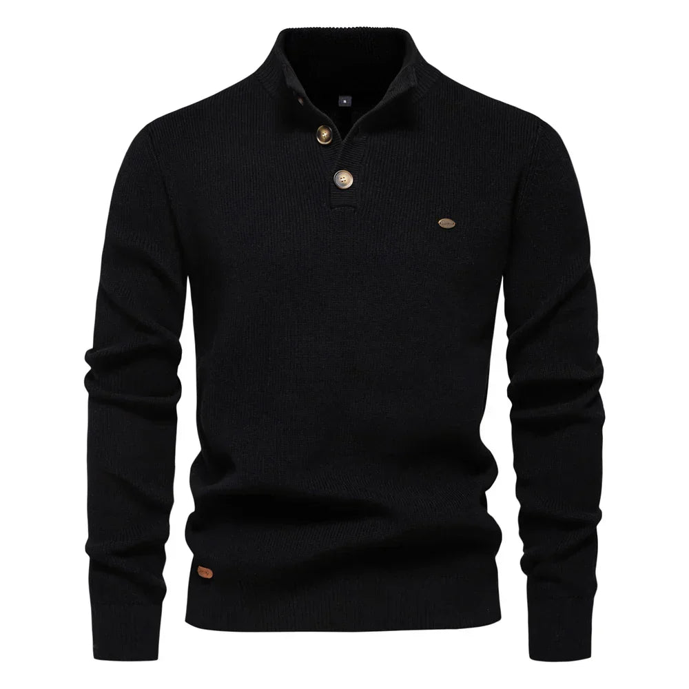 Men's Sweater with Button Design