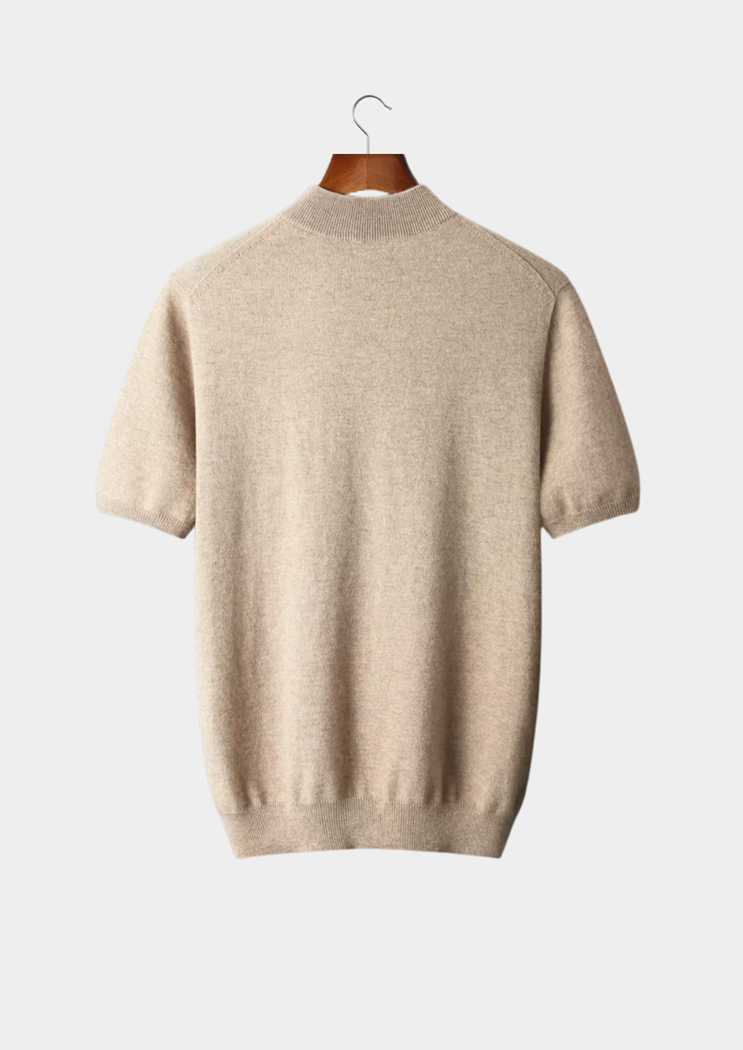 100% CASHMERE MOCK NECK T-SHIRT