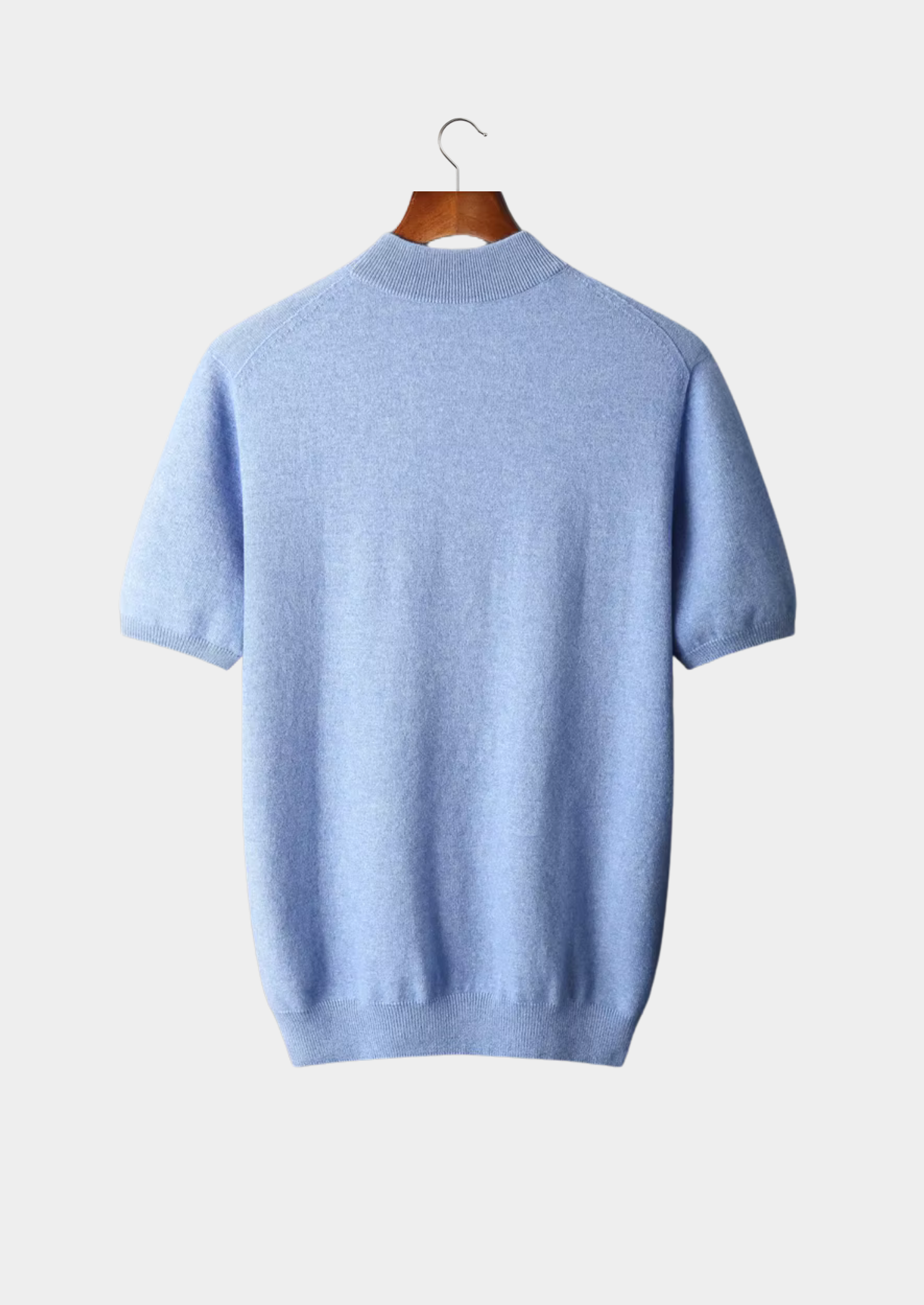 100% CASHMERE MOCK NECK T-SHIRT