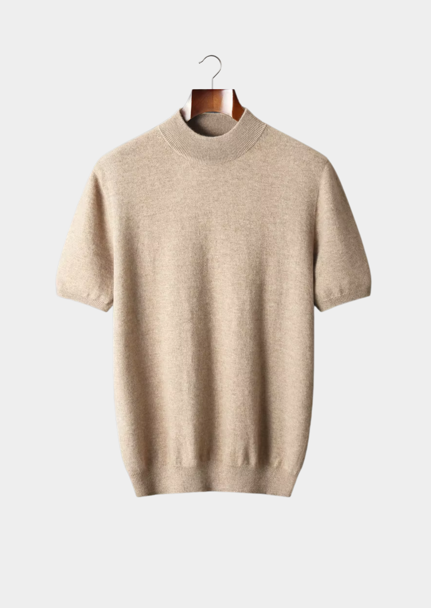 100% CASHMERE MOCK NECK T-SHIRT