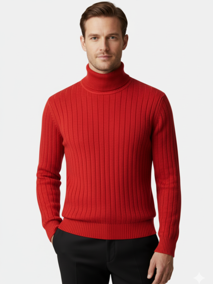 100% Wool Striped Turtleneck